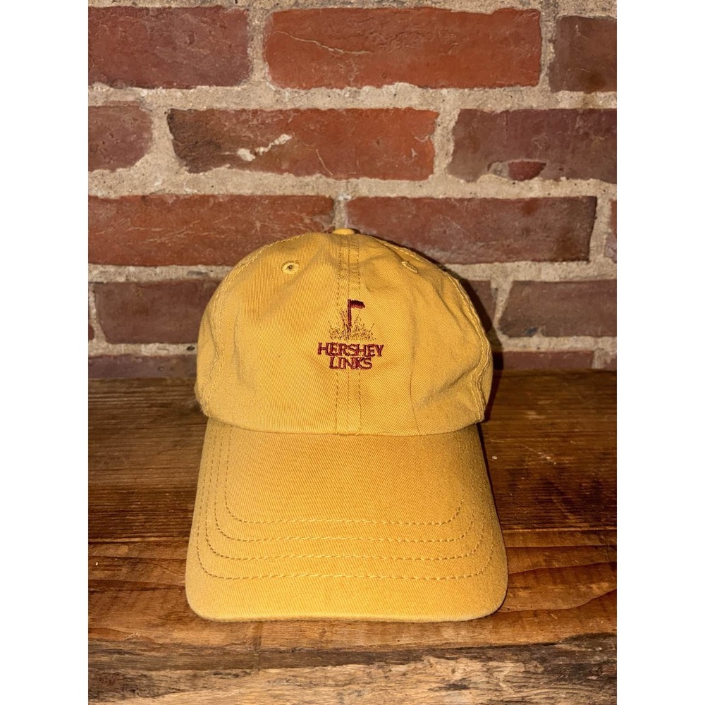 Vintage Hershey Links Golf Hat Yellow‎ Strapback Ball Dad Ball Cap